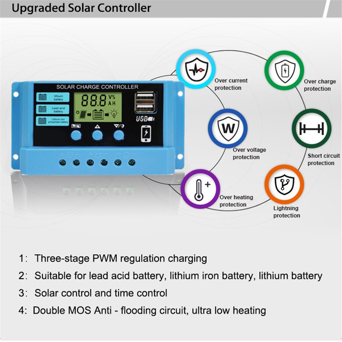 Dynamic 20A PWM Solar Charge C - Pwm Charge Controller reseña y precio