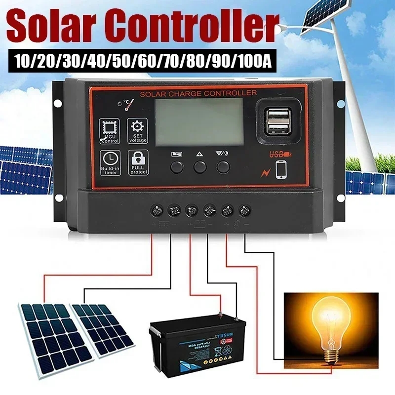 12V/24V10A-100A LCD Display Du - Pwm Charge Controller reseña y precio