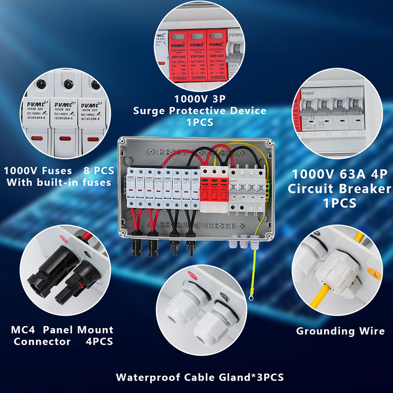 HT 4 in 1 out DC1000V Solar ph - Solar Combiner Box reseña y precio