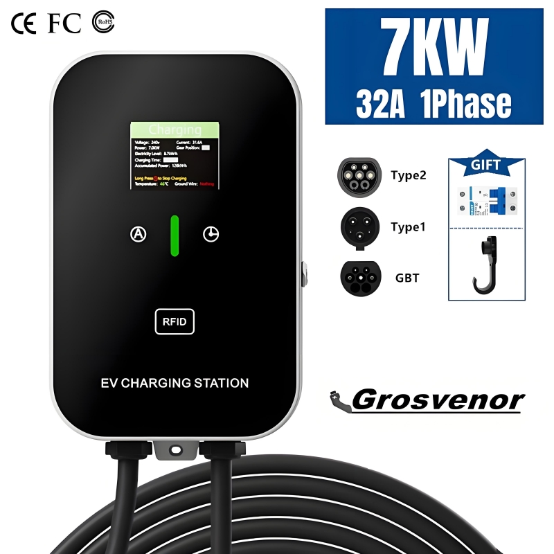 New 7KW Type2 Electric Vehicle - Ev Charger Wallbox reseña y precio