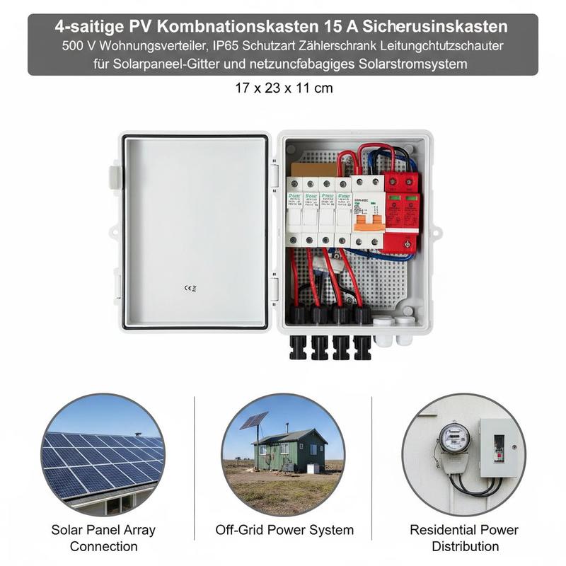 4-wire PV combination box, 15  - Solar Combiner Box reseña y precio