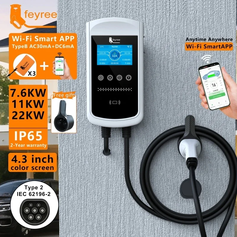 feyree Type2 EV Charger 32A 7. - Ev Charger Wallbox reseña y precio