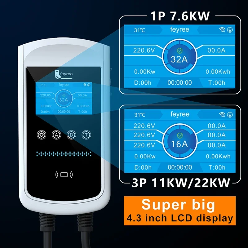 feyree Type2 EV Charger 32A 7. - Ev Charger Wallbox reseña y precio